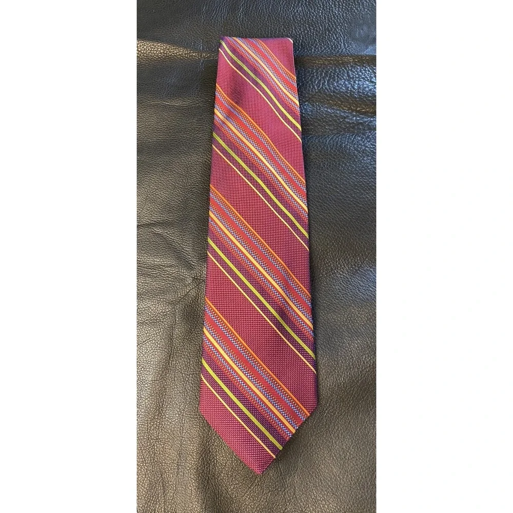 De Dinno Red Stripe Tie Classic Lawyer Interview Christmas Valentine Silk/Cotton